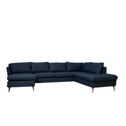 U sofa i flot blå stof